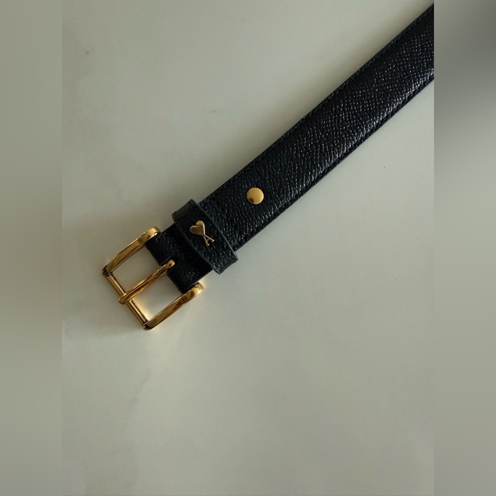 Elegant Black Belt with Gold Buckle